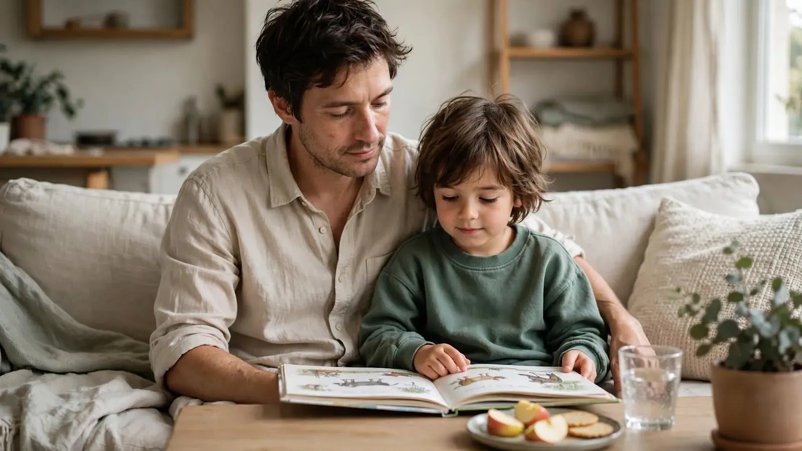 Parent and Child Reconnecting After Whining Parent and child reconnecting calmly after a frustrating whining episode