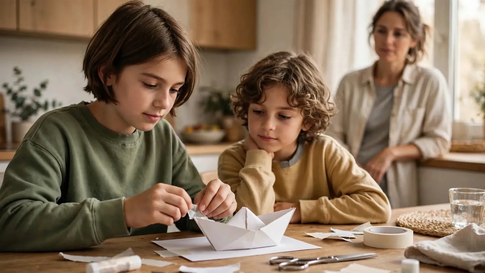 Repairing a Mistake Instead of Only Saying Sorry Child helping repair something damaged during a sibling conflict